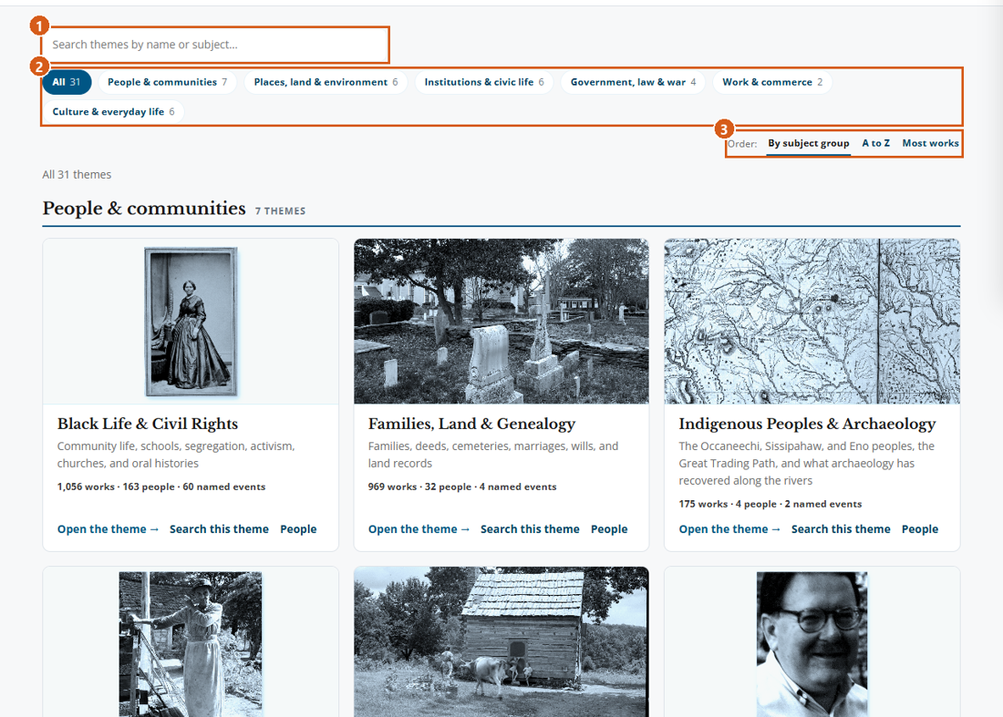 Screenshot: Themes and storylines