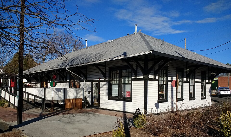 The old rail depot at the heart of Carrboro