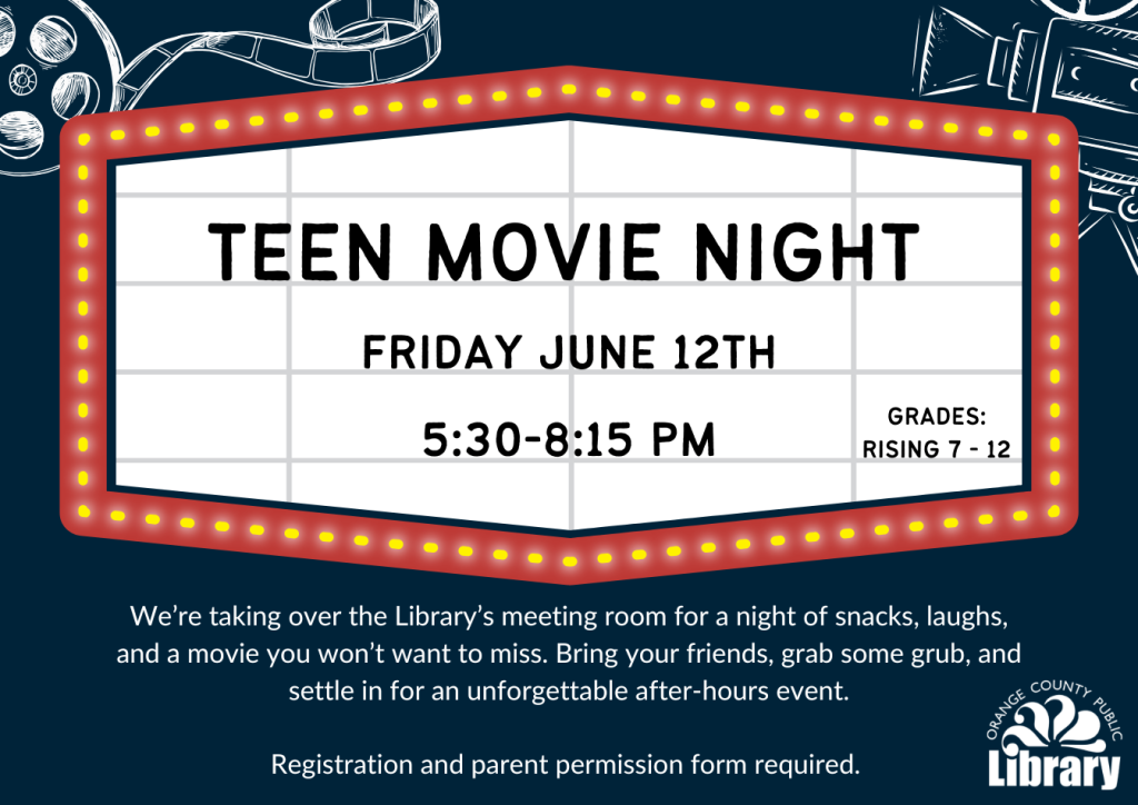 Teen Movie Night, Rising 7-12 Graders