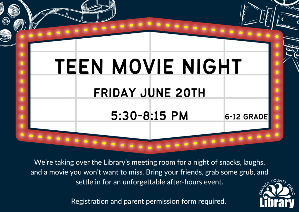 Teen Movie Night, Rising 7-12 Graders