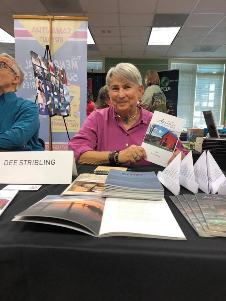 Dee Stribling at her table at the Local Author Book Fair.