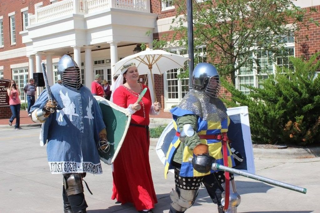 Knights and ladies of the SCA, headlining the kickoff