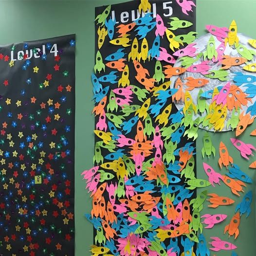 Level five: rockets climbing toward the moon