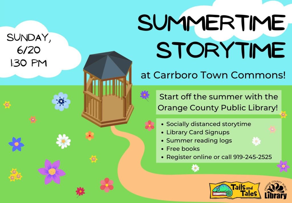 Storytime outdoors at Carrboro Town Commons