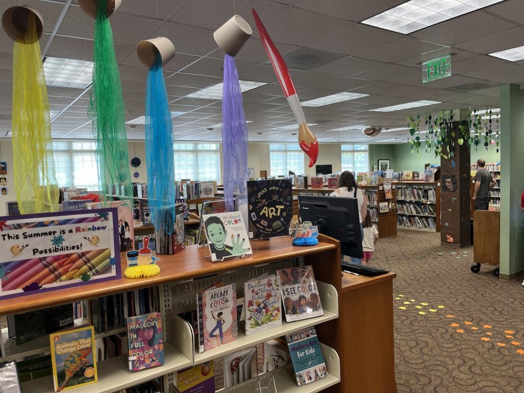 Rainbow streamers over the stacks