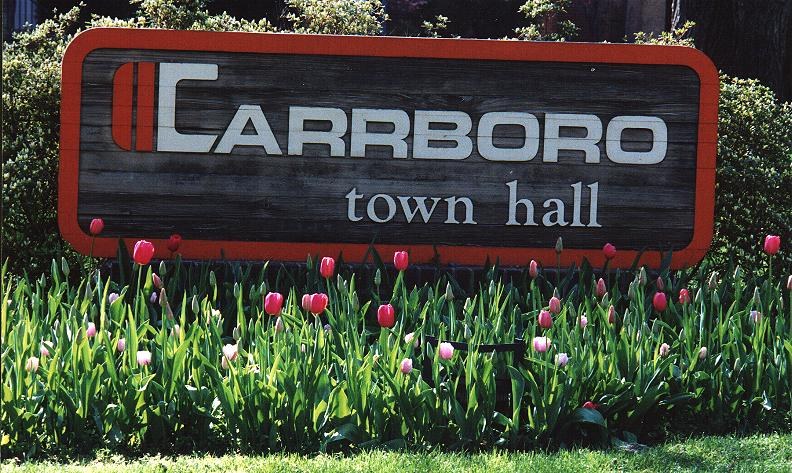 The Carrboro Town Hall sign