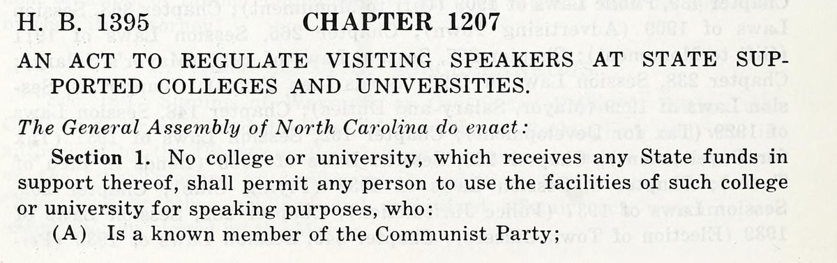 The Act to Regulate Visiting Speakers, in the Session Laws of 1963