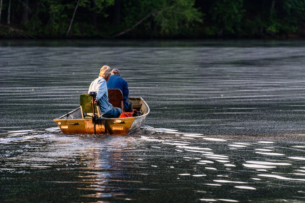 Fishing at sunrise on University Lake, the Chapel Hill-Carrboro reservoir of 1932