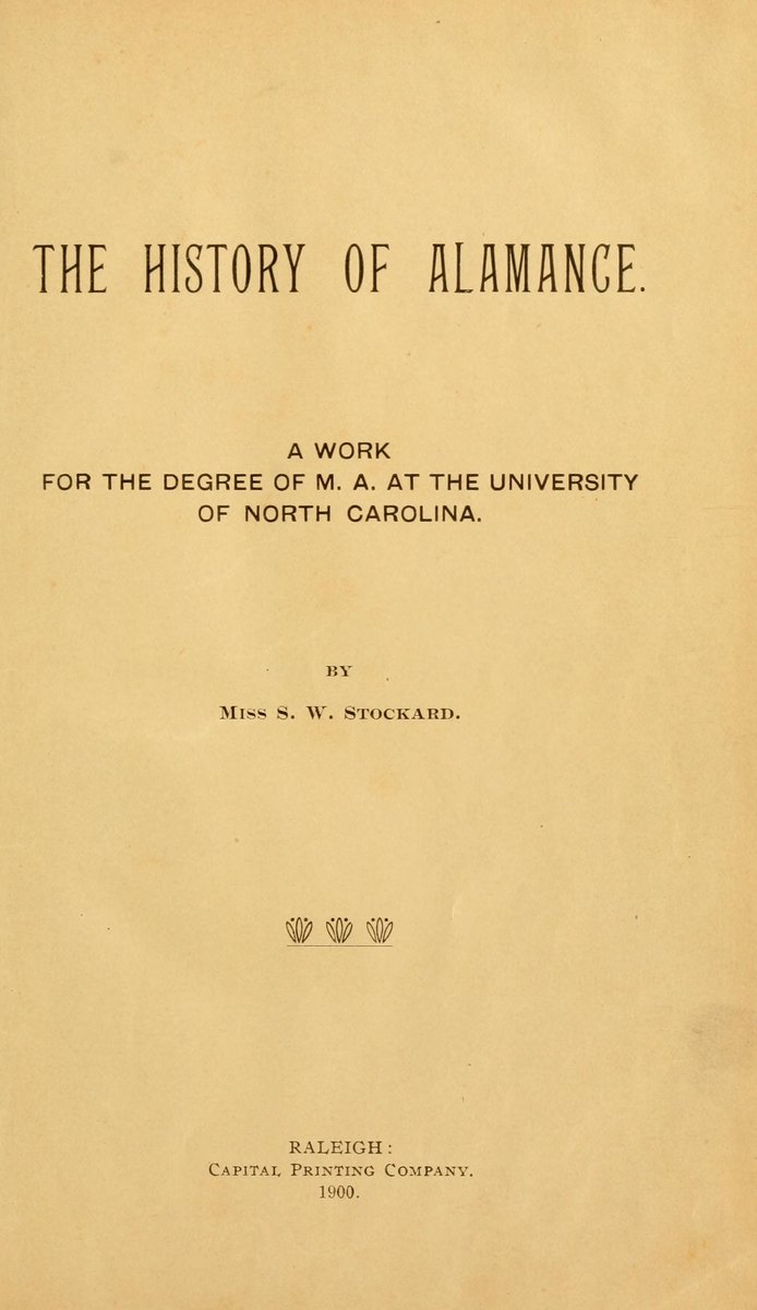 Title page of Sallie Walker Stockard's University of North Carolina master's thesis, published 1900