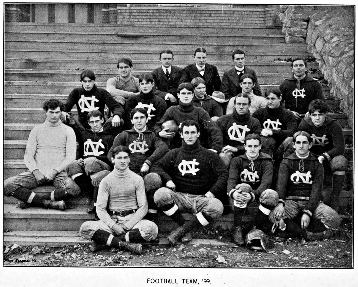 University of North Carolina football team identified as 1899, published in The Hellenian, 1900