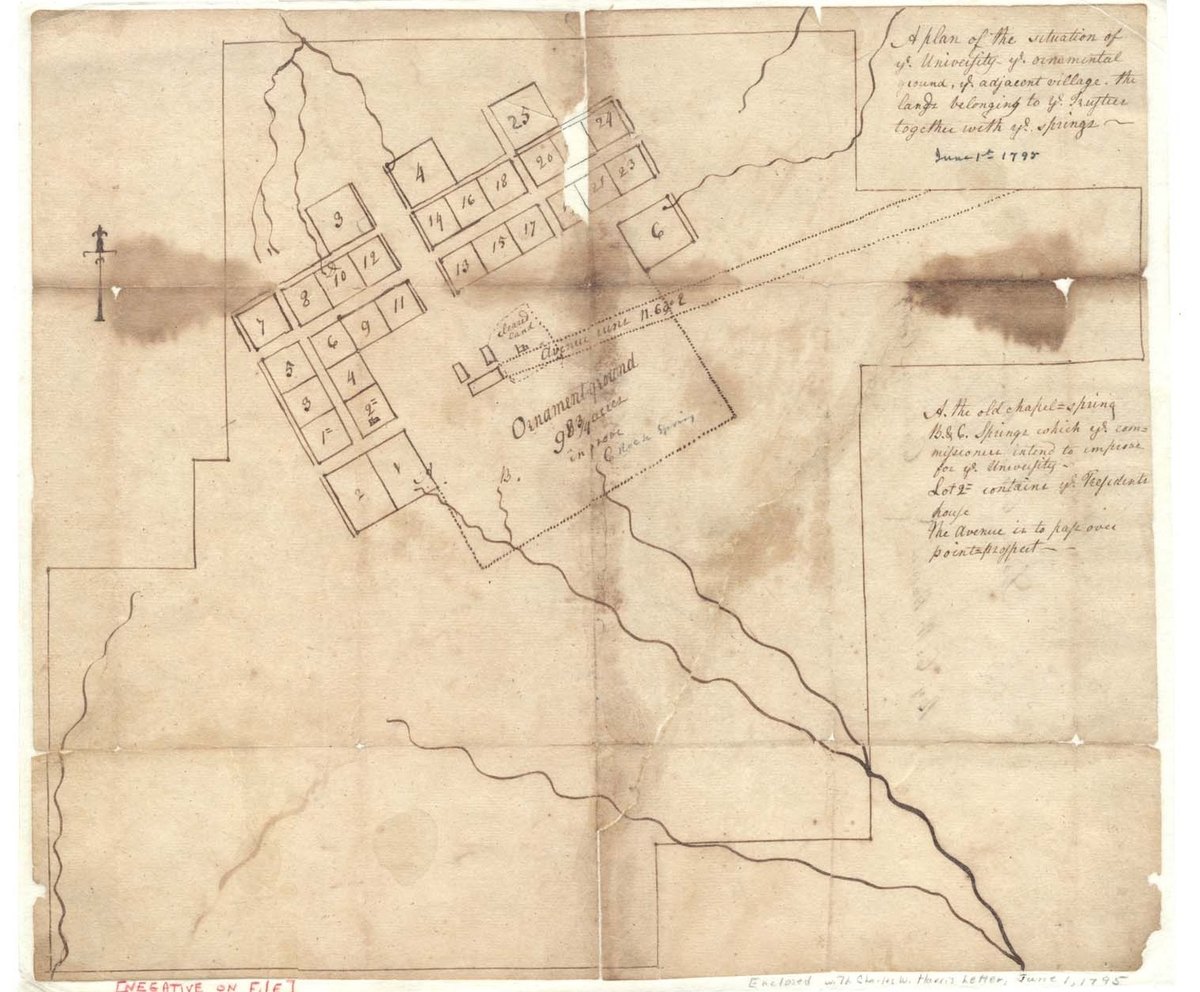 Plan of the university and the village lots at Chapel Hill, June 1, 1795