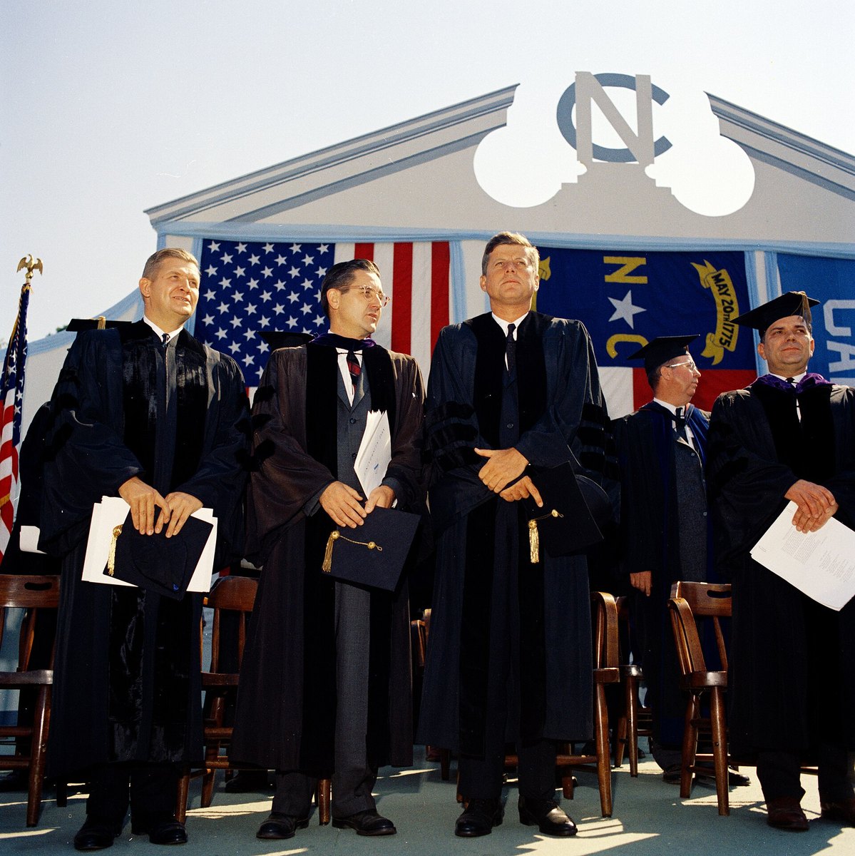 William Friday with President Kennedy at Kenan Stadium, Chapel Hill, 12 October 1961