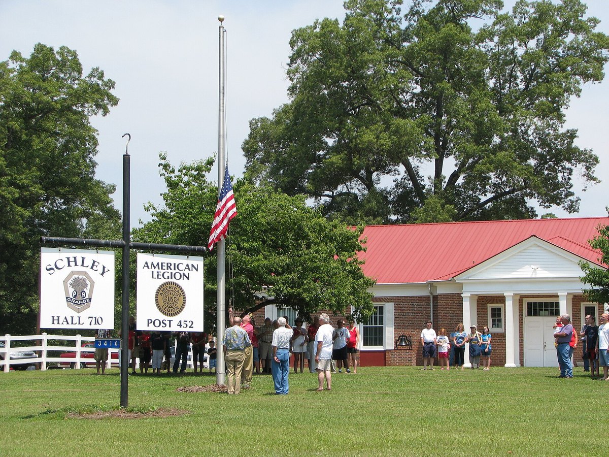 Flag raising at Schley Grange Hall, Orange County, July 4, 2011