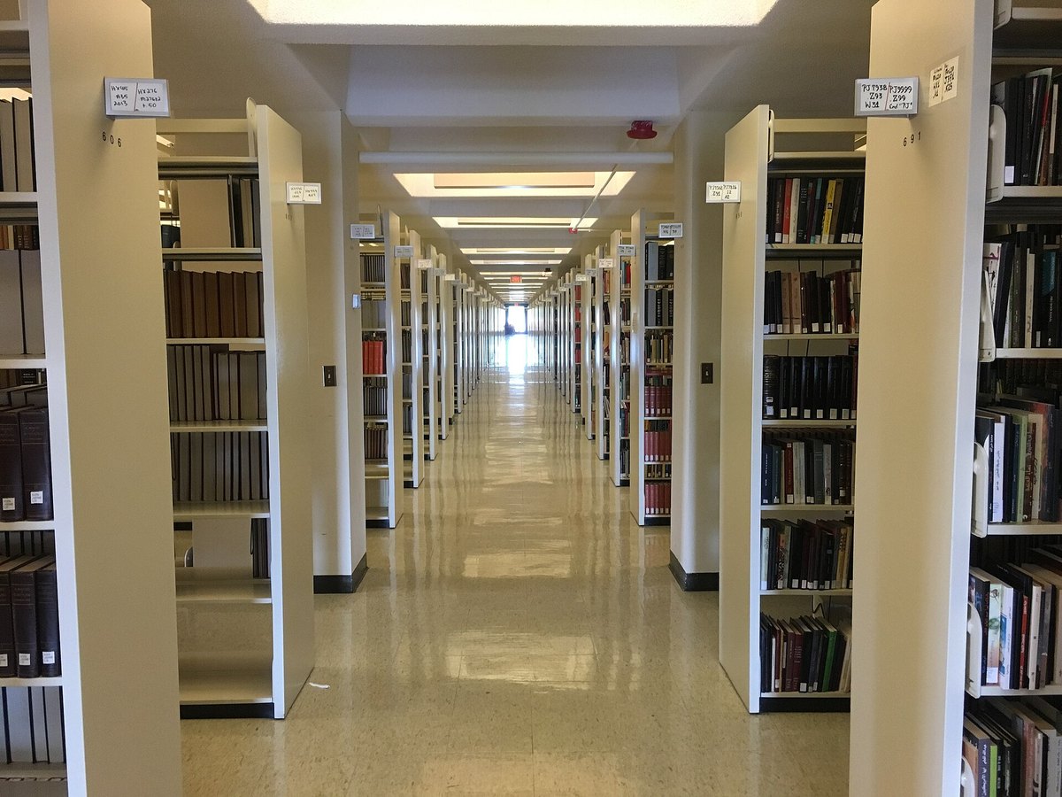Sixth-floor stacks of Davis Library, UNC Chapel Hill, 15 October 2019