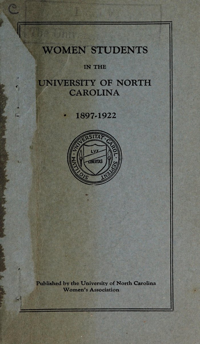 Women Students in the University of North Carolina, 1897–1922, pamphlet cover, 1922